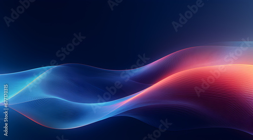 Abstract background with dynamic wavy lines on a dark background. Futuristic technology wallpaper. photo