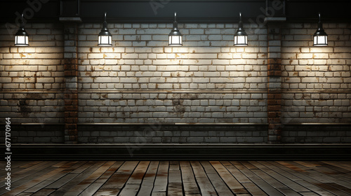 wall with lamps HD 8K wallpaper Stock Photographic Image