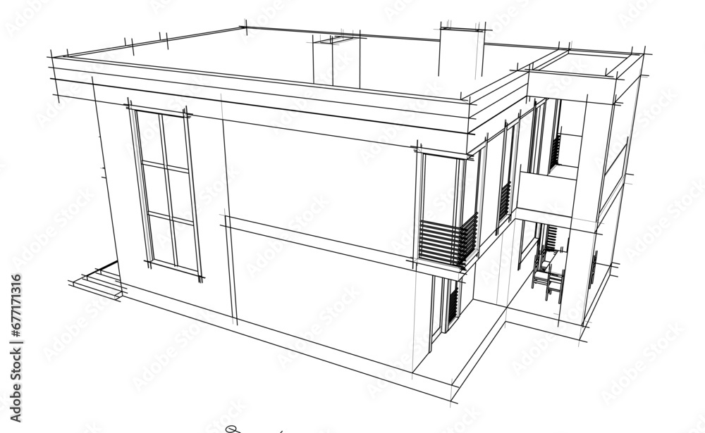 architectural sketch vector 3d illustration architectural sketch vector 3d illustration