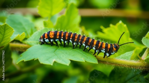 A caterpillars Crawling on a Leaf © Muh