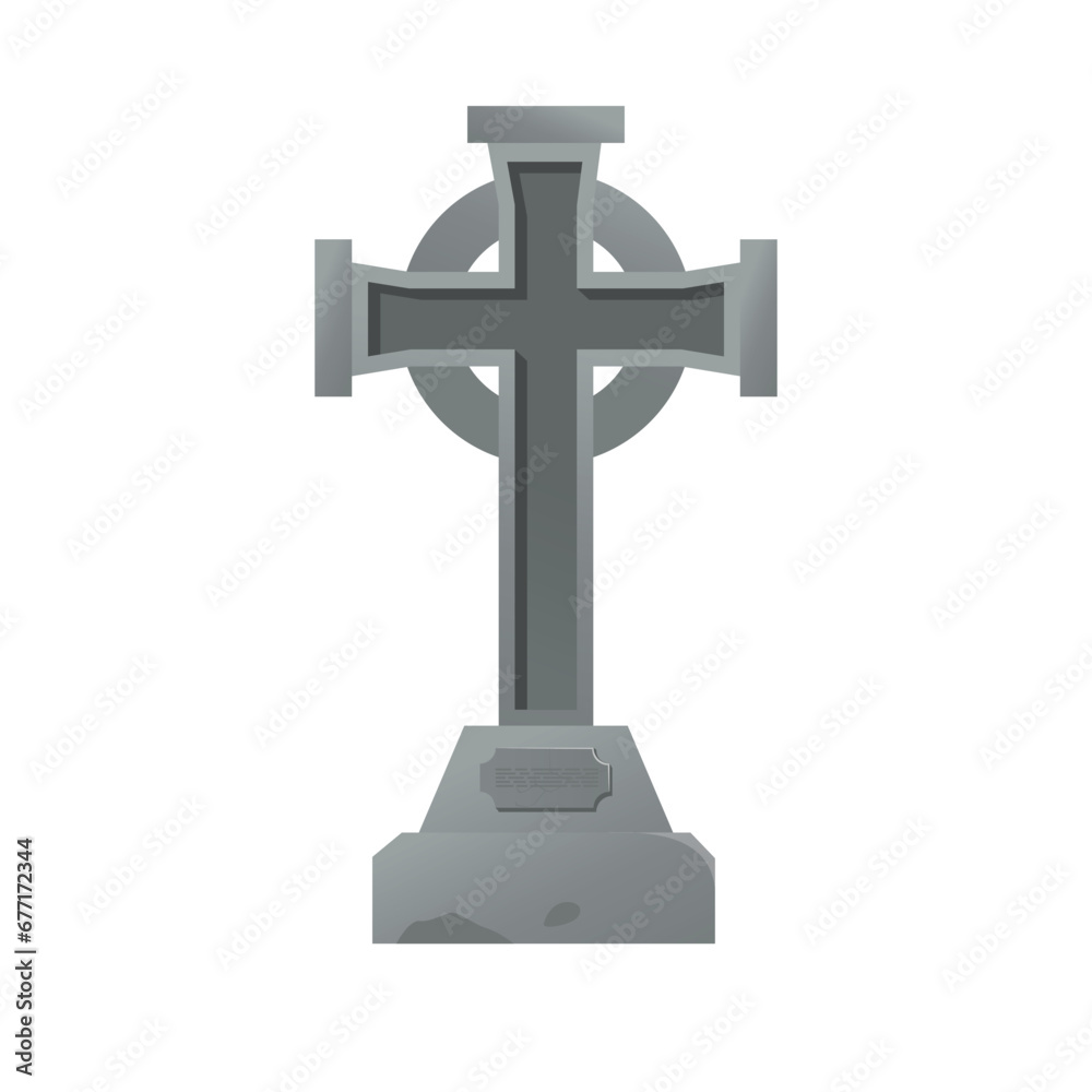 Gravestones vector illustration isolated cartoon style with Cross signs template element editable