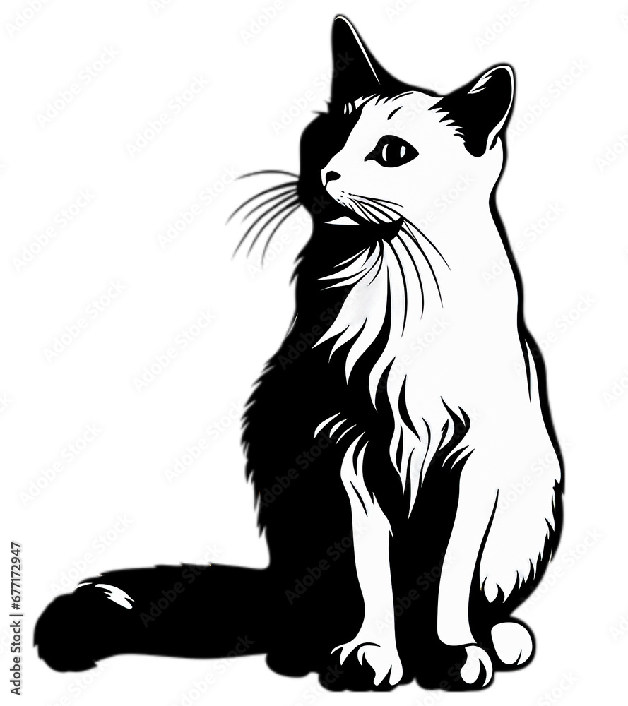 silhouette cat on white background, Black Cat shapes isolated on white background