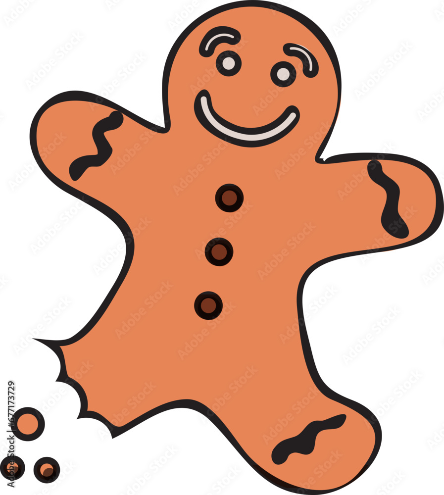 Fototapeta premium Plate with gingerbread Christmas cookies. Top view vector illustration for new year and winter holiday design.