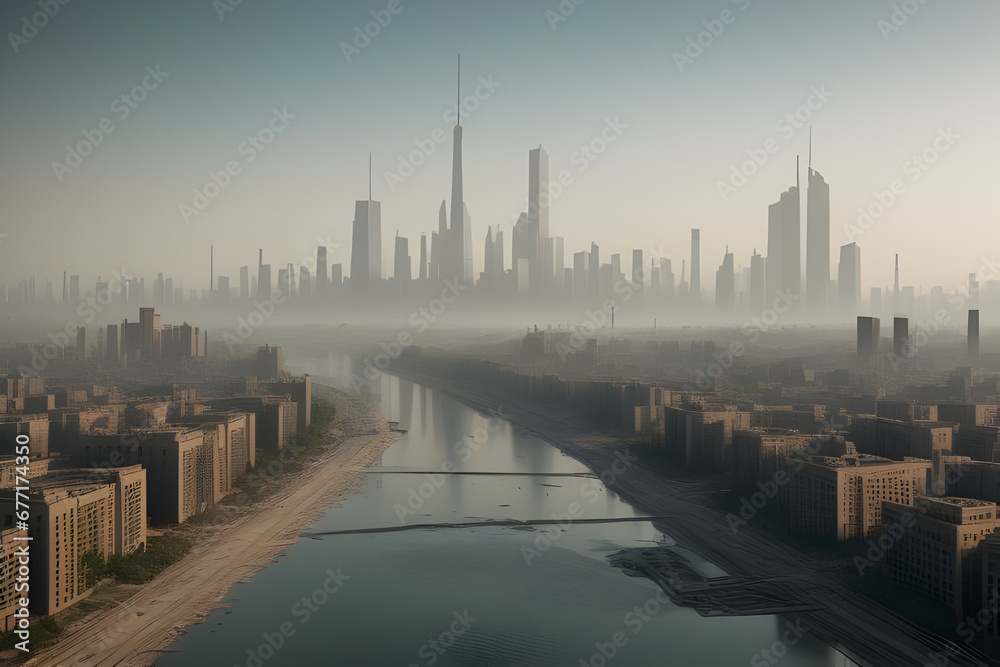 A post-apocalyptic  city