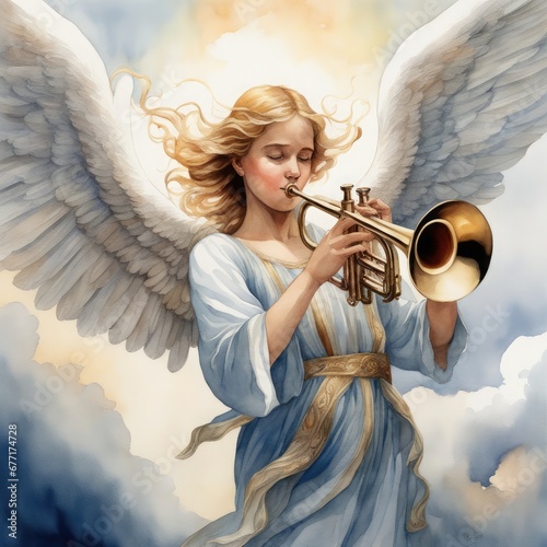 The angel playing the trumpet