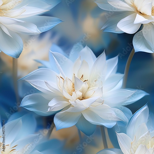 Elegant White Lotus Flowers on a Dreamy Blue Background