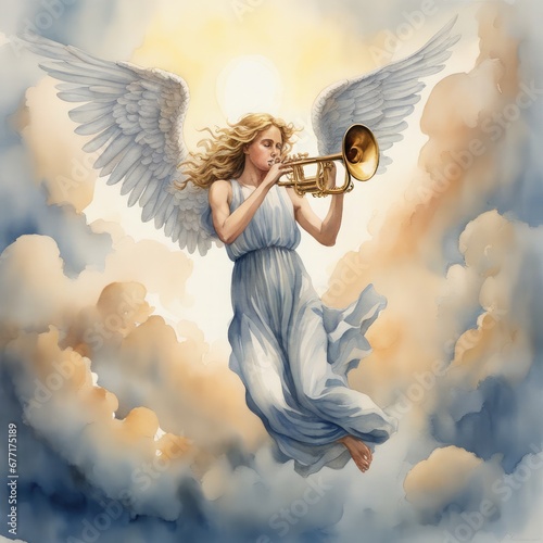 The angel playing the trumpet