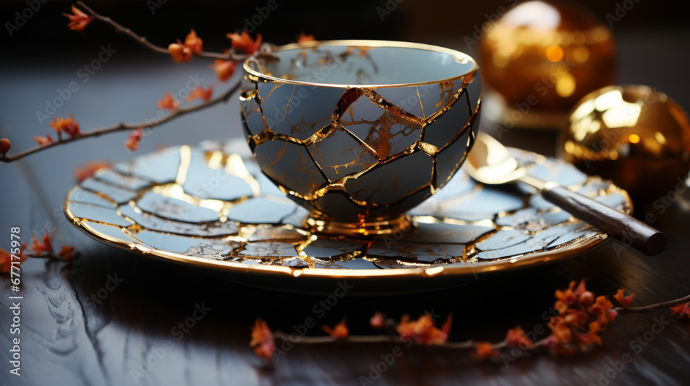 Kintsugi Symbolizes Golden Harmony, Merging Discordant Elements into Unified Brilliance Kintsugi Symbolizes Golden Harmony, Merging Discordant Elements into Unified Brilliance