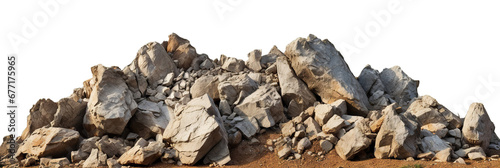 Rocky, rugged landscape with stones, cut out