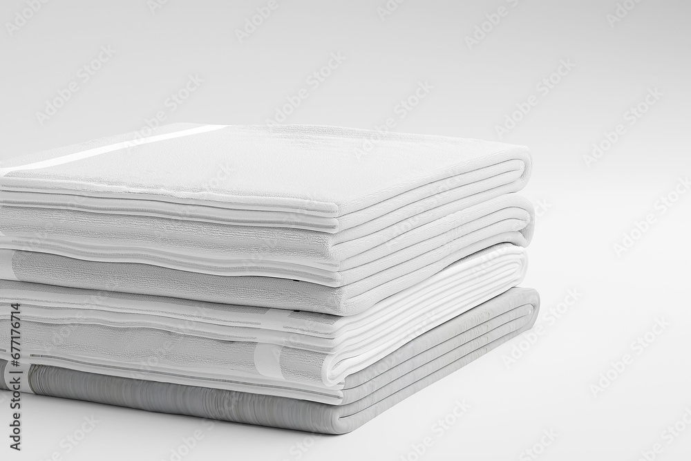 White towel roll stack on white background. 3d rendering. White towel roll stack on white background. 3d rendering.