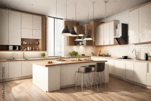 modern kitchen interior with kitchen © Sobia