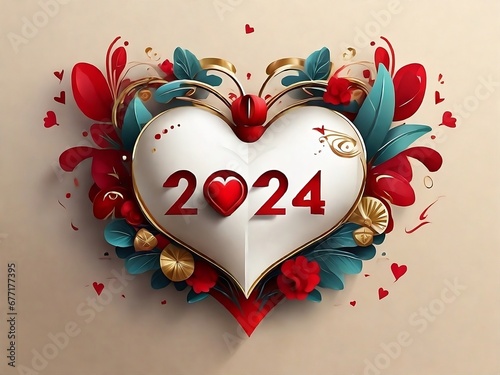New Year 2024 design. Created with Generative Al technology