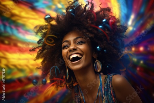 Rhythmic Bliss: Capturing the Essence of Joy in a Psy Trance Open-Air Concert with a Beautiful African American Woman © ChaoticMind