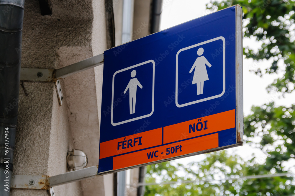 Sign for male and female toilets in Hungary Sign for male and female toilets in Hungary