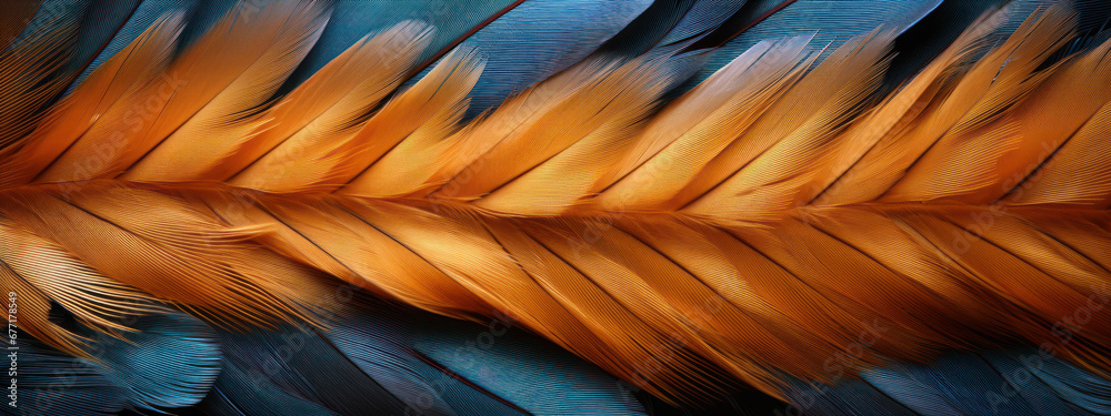 Fototapeta premium Captivating feather textures in vivid shades.