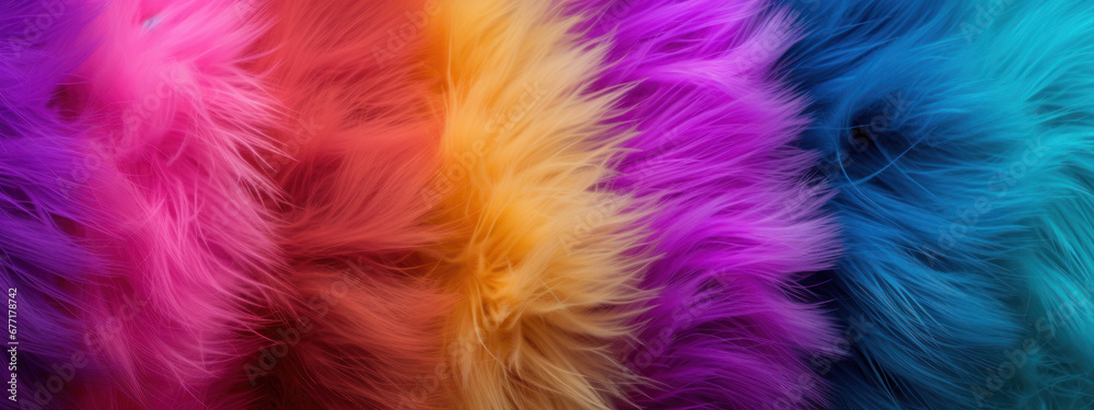 Array of colorful furs arranged artistically showcasing intricate patterns.