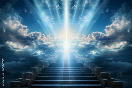Stairway to Heaven. Religious concept with selective focus and copy space #677179729