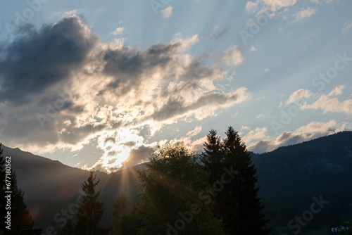 sunset in the mountains in Flims  Switzerland