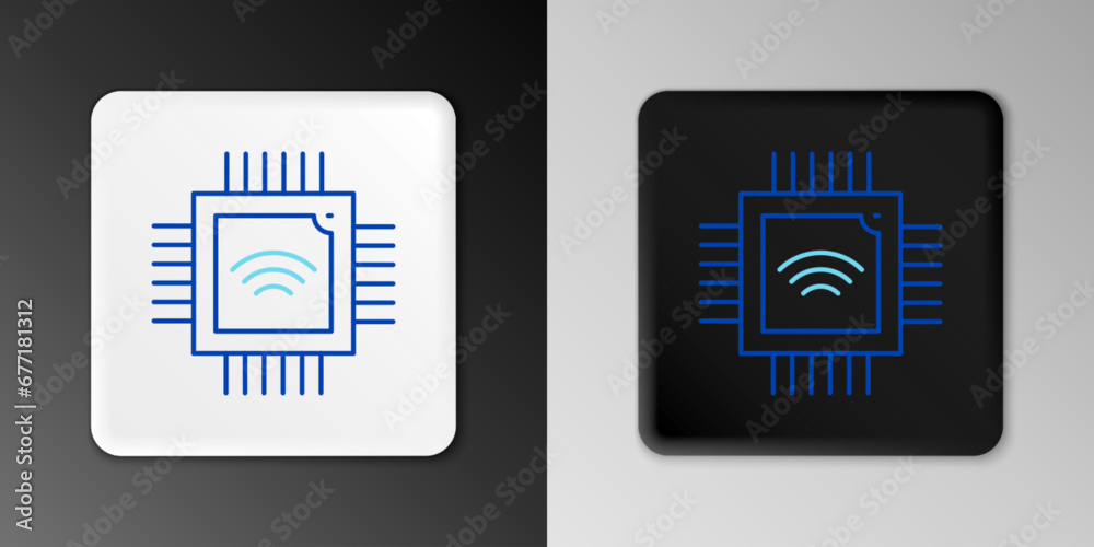 Line Computer processor with microcircuits CPU icon isolated on grey background. Chip or cpu with circuit board. Micro processor. Colorful outline concept. Vector Line Computer processor with microcircuits CPU icon isolated on grey background. Chip or cpu with circuit board. Micro processor. Colorful outline concept. Vector