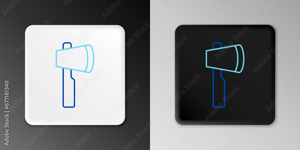Line Wooden axe icon isolated on grey background. Lumberjack axe. Colorful outline concept. Vector Line Wooden axe icon isolated on grey background. Lumberjack axe. Colorful outline concept. Vector