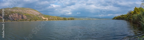 Kaiafas lake panorama in Zacharo, Peloponnisos, Greece