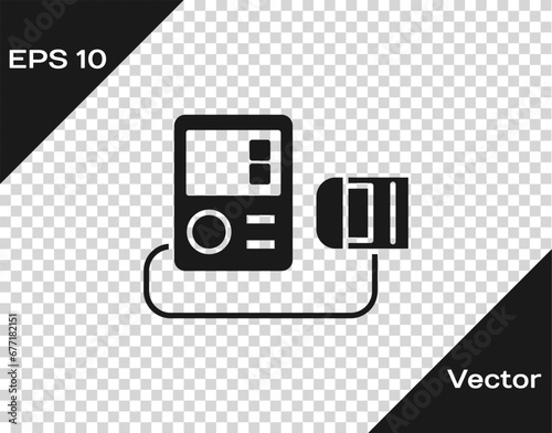 Black Blood pressure icon isolated on transparent background. Vector Illustration