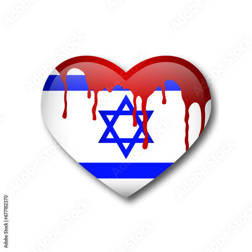 Bloody Israel Flag in Heart Shape. Vector illustration