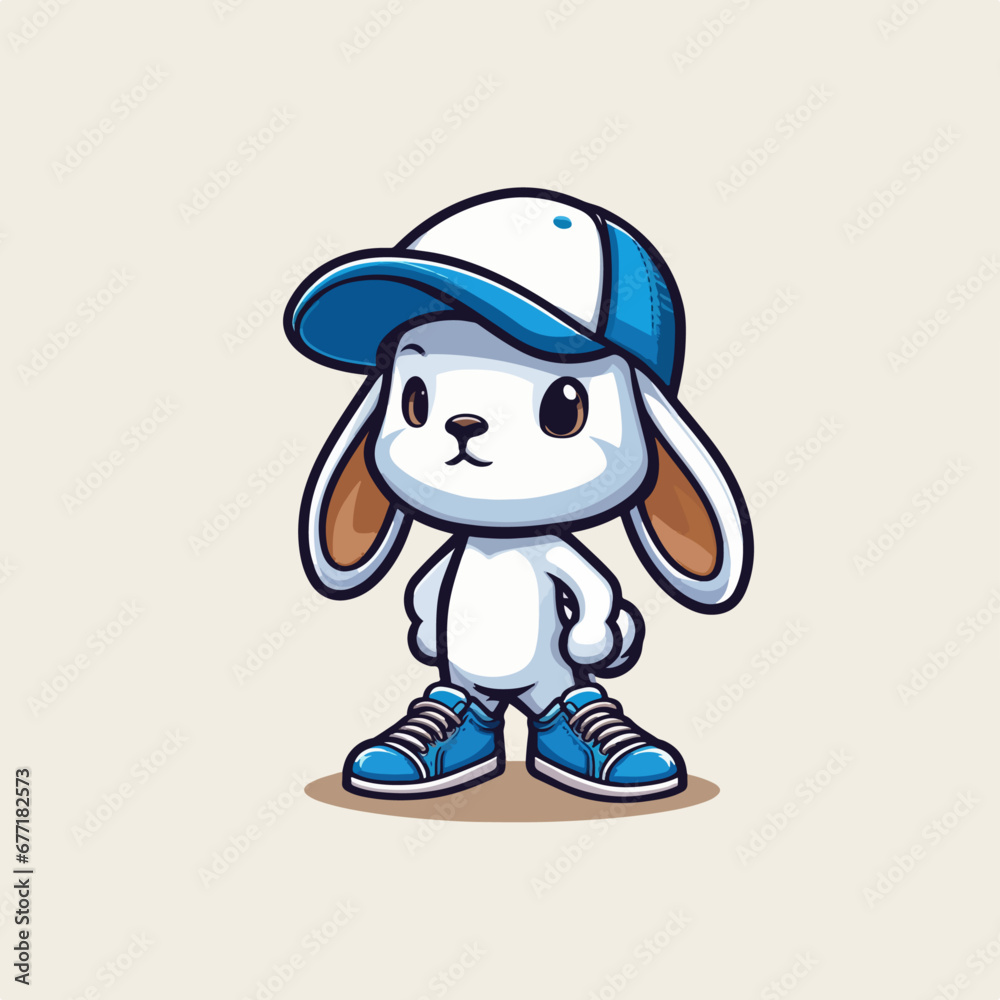 Obraz premium Cute vector mascot cartoon bunny logo