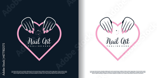 Nail logo design template with creative abstract style Premium Vector