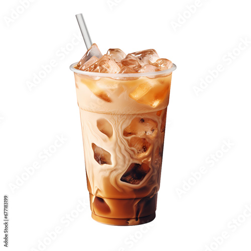 Iced coffee on transparent background