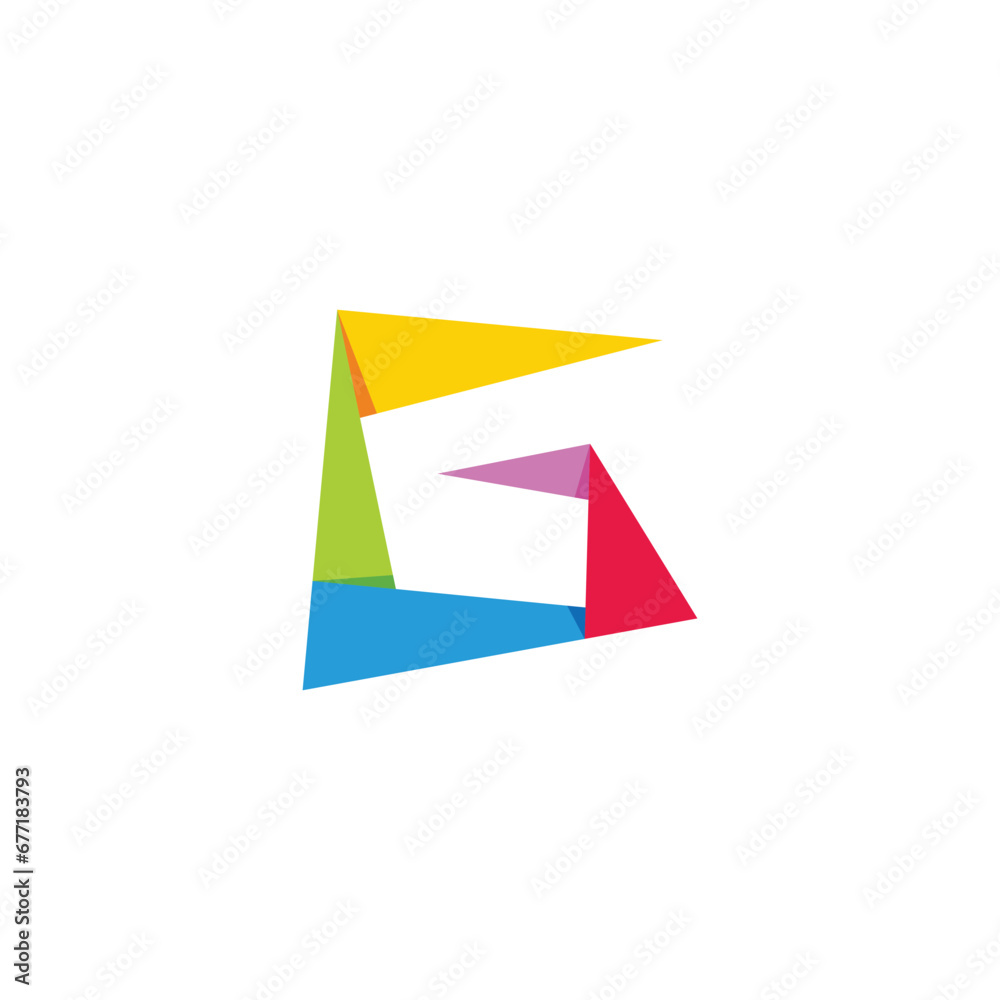 letter g colorful paper fold shadow 3d flat logo vector letter g colorful paper fold shadow 3d flat logo vector