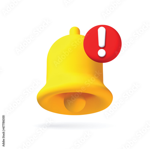3D speech bubble icon with alert notice. Symbol of feedback, new messages, chatting or comment. 3d bubble Vector illustration