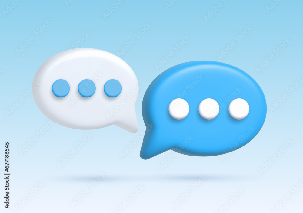 3D speech bubble icons. 3D Symbol or emblem for speak bubble text, chatting box, message box outline cartoon. Vector illustration 3D speech bubble icons. 3D Symbol or emblem for speak bubble text, chatting box, message box outline cartoon. Vector illustration