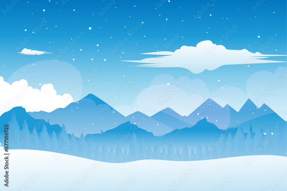 Winter mountain landscape background