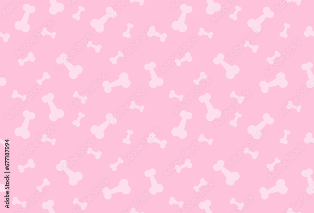 Pink Bone Pattern Background. Animal Backdrop. Wallpaper. Banner. Vector Illustration