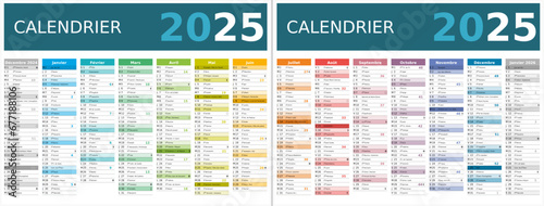 Calendrier 2025 14 mois au format 320 x 420 mm recto verso entièrement modifiable via calques et texte sans serif