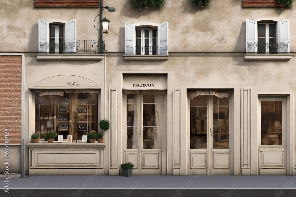 Fototapeta premium vintage wooden shop facades from europe , small village storefront vitrine