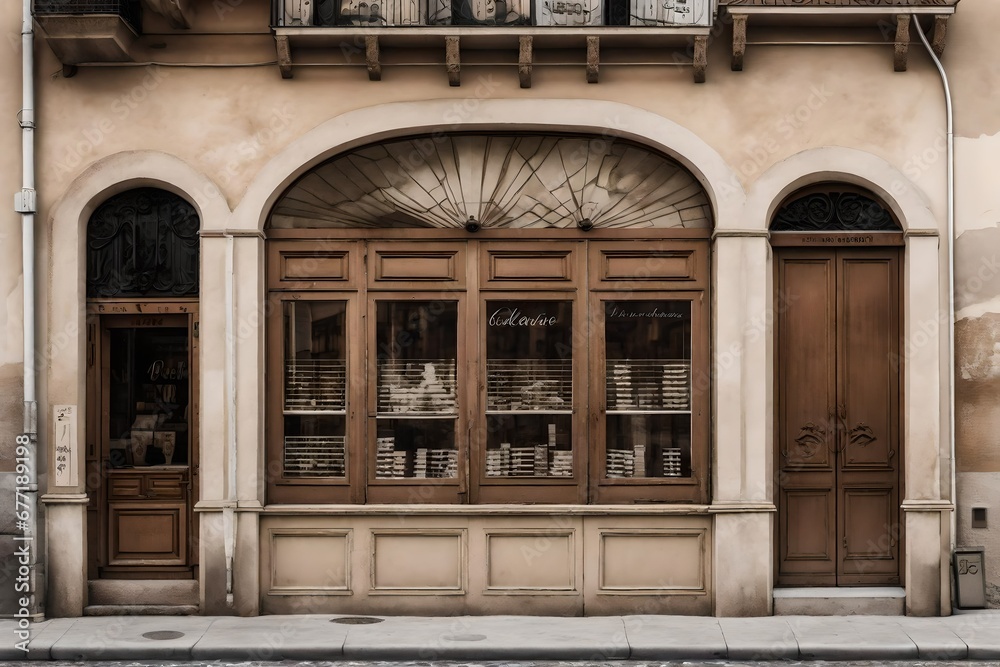 Fototapeta premium vintage wooden shop facades from europe , small village storefront vitrine