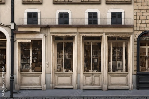 vintage wooden shop facades from europe , small village storefront vitrine