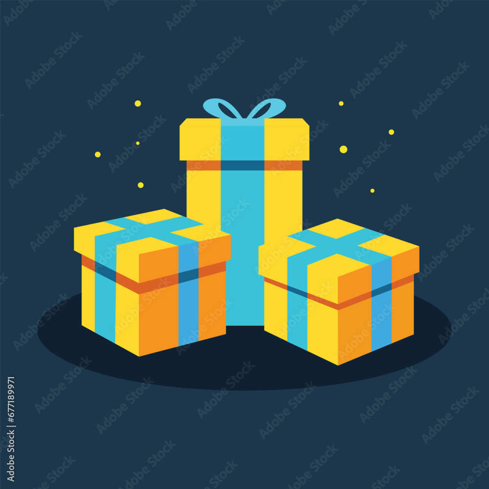 yellow gift present boxes with blue ribbon wrap celebrate holiday vector blue blackground yellow gift present boxes with blue ribbon wrap celebrate holiday vector blue blackground