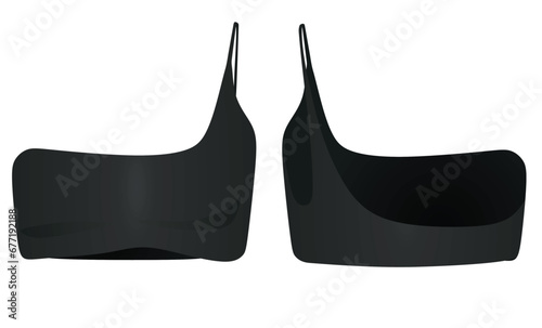 Black one shoulder top. vector illustration