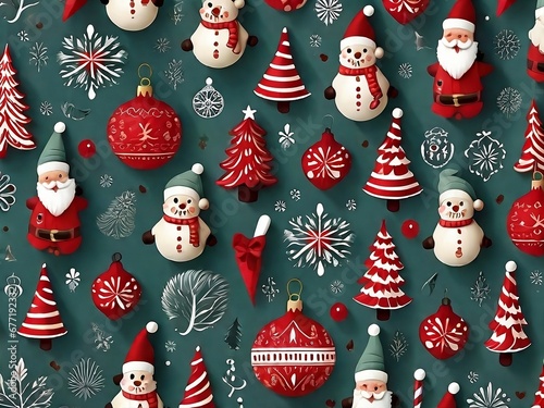 Christmas background with snowman. Generative Al