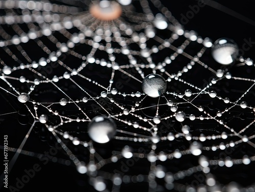 Dew-Covered Spider Web Shot
