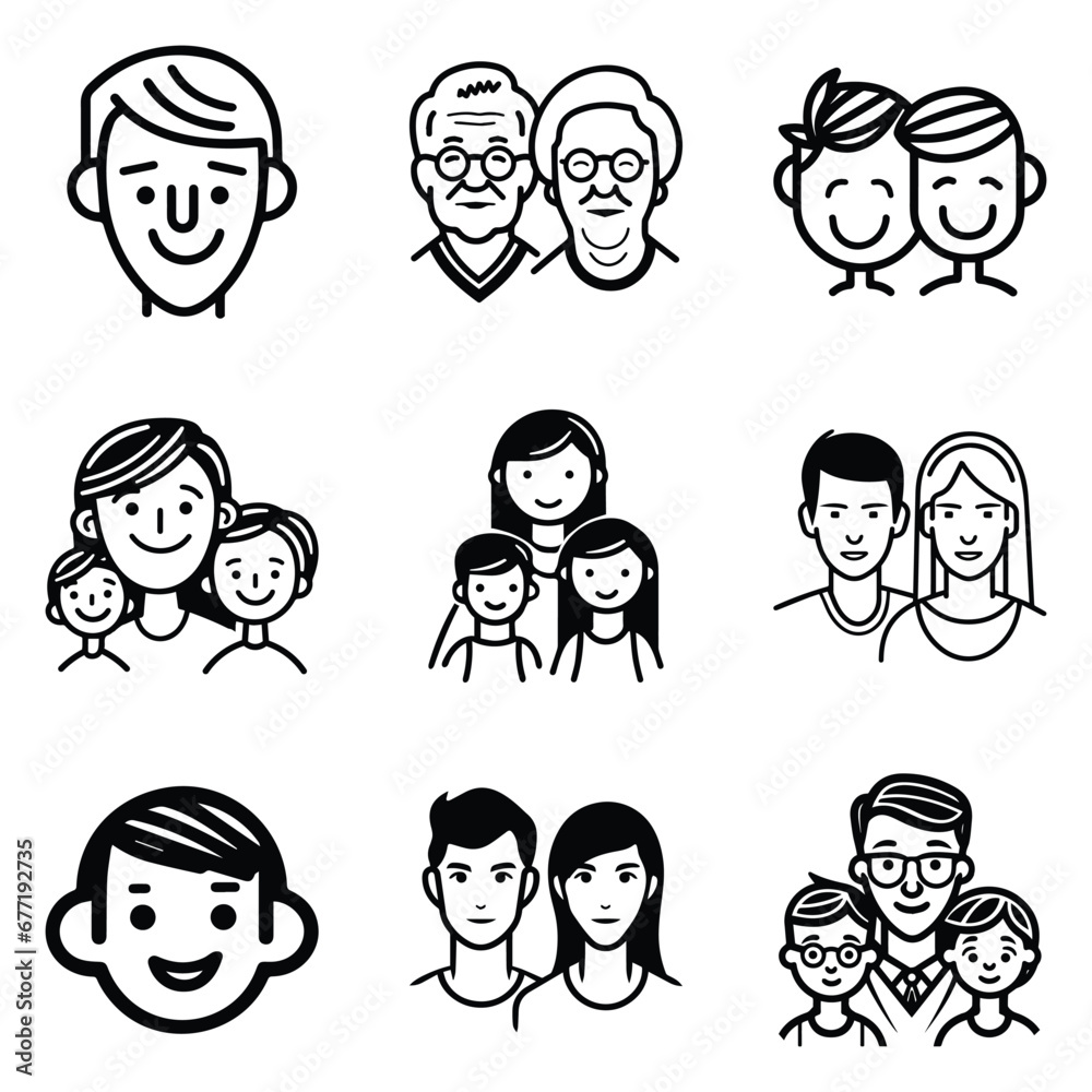 Fototapeta premium Peoples Flat Icon Set Isolated On White Background