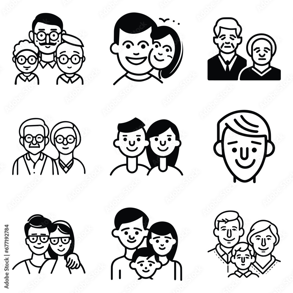 Fototapeta premium Peoples Flat Icon Set Isolated On White Background