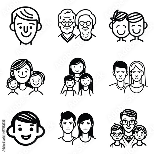 Peoples Flat Icon Set Isolated On White Background