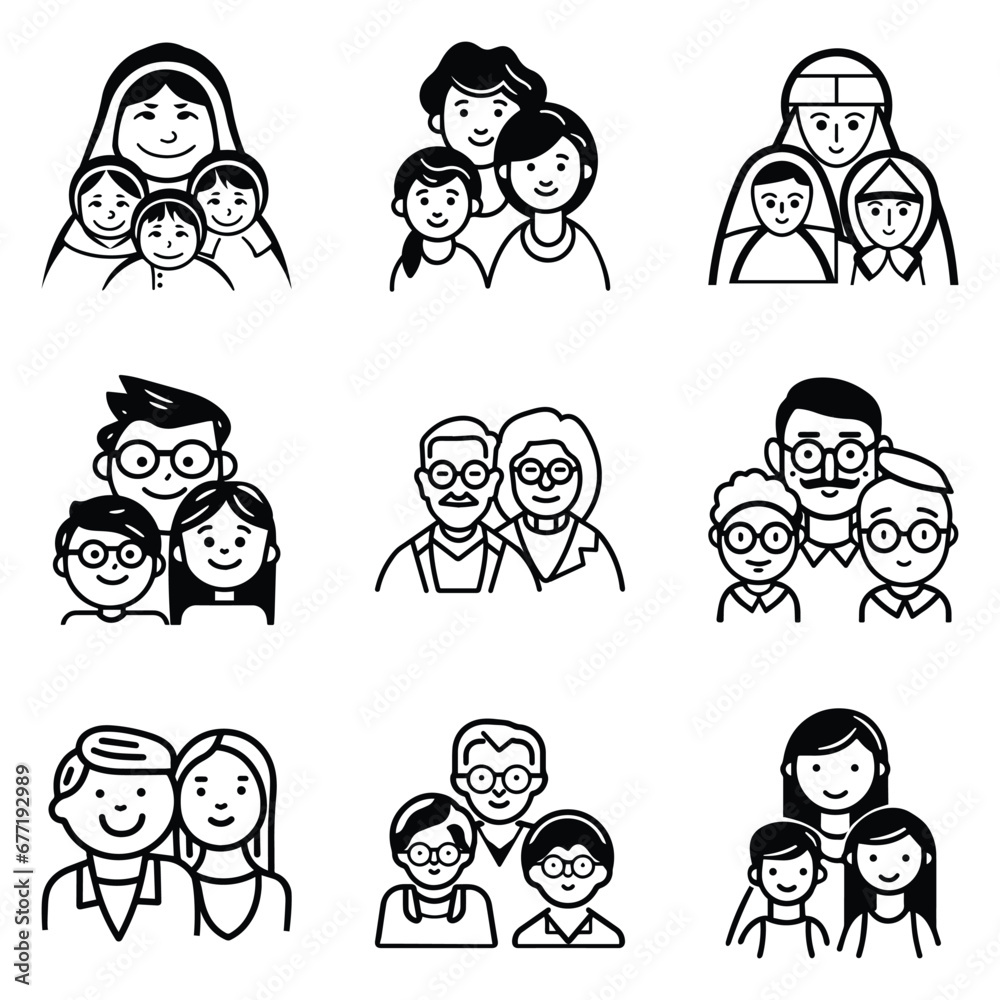 Peoples Flat Icon Set Isolated On White Background