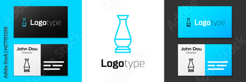 Blue line Indian vase icon isolated on white background. Logo design template element. Vector