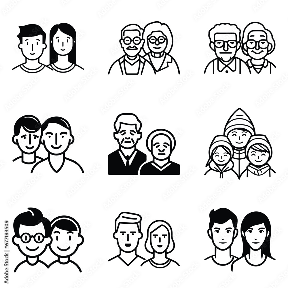 Peoples Flat Icon Set Isolated On White Background Peoples Flat Icon Set Isolated On White Background