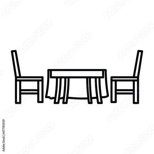 Dinner Table Icon in Line Style